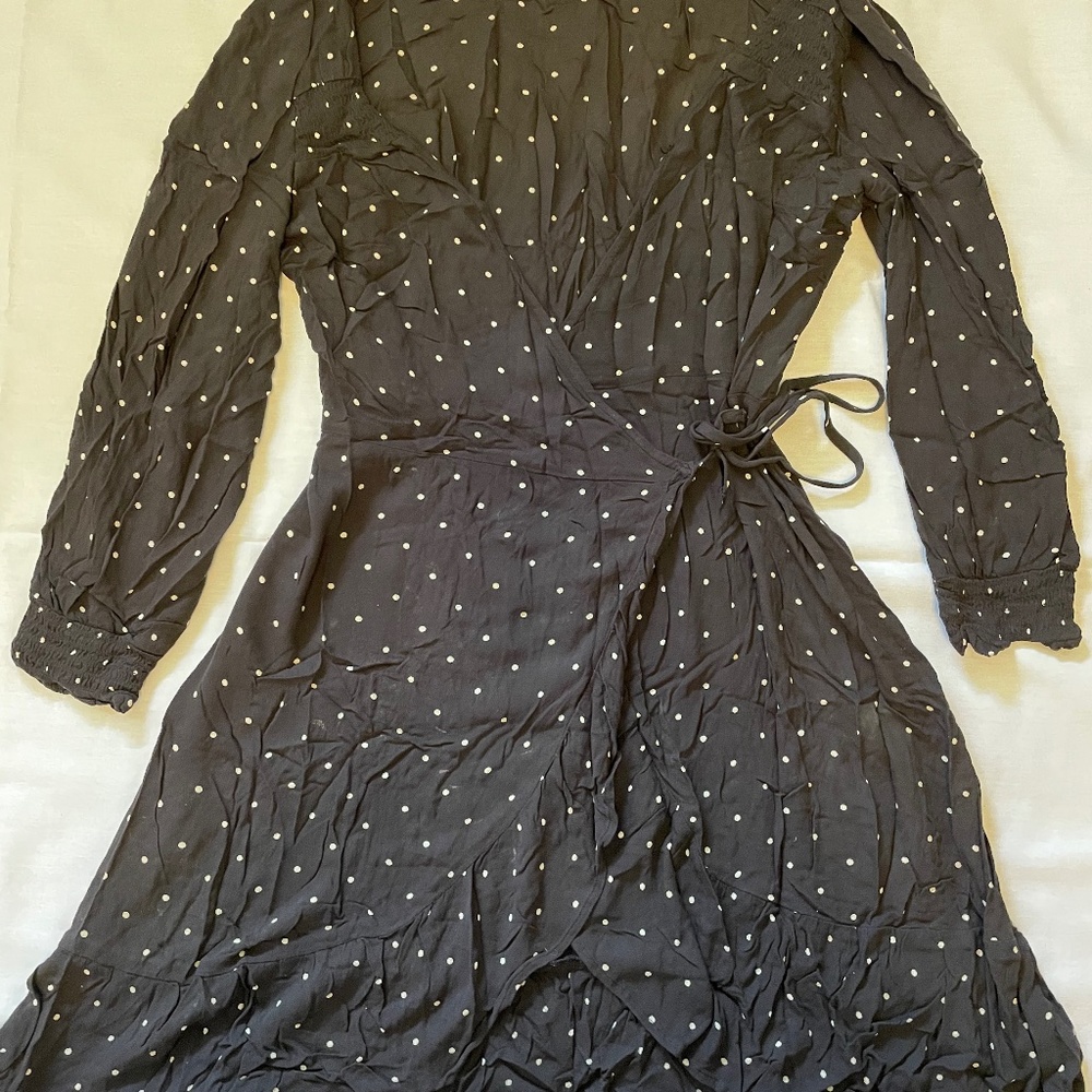 American eagle polka dot wrap mini dress